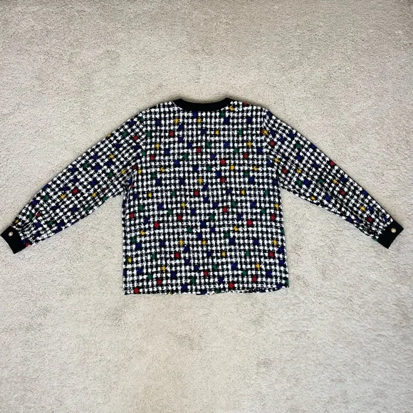 Vintage Impressions of California Colorful Houndstooth Button Down Blouse - Picture 12 of 14
